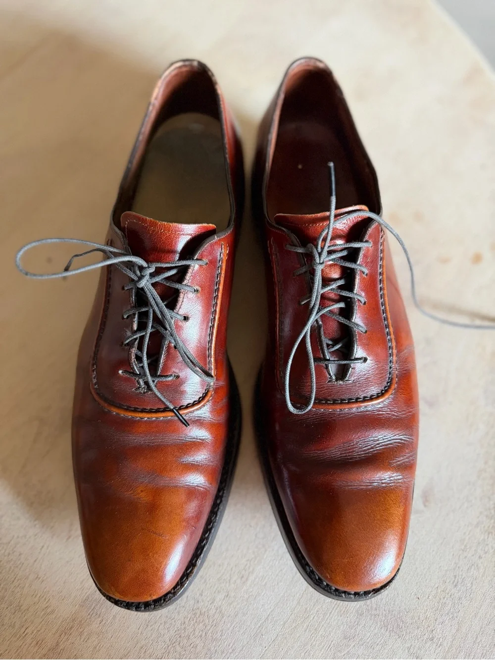 Allen Edmonds  Belgium Burgundy Cap Toe Oxford Formal Vintage Mens Size 11 AAA